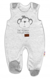 Kojenecké bavlněné dupačky Baby Nellys Monkey - sv. šedý melírek, vel. 62; 62 (2-3m)
