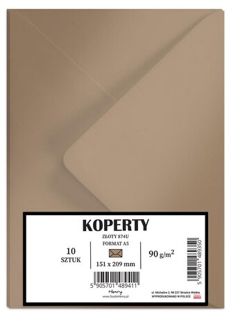 Koperty A5 złote 10szt