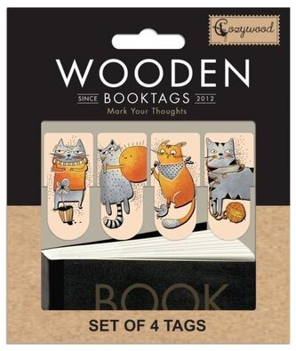 Zakładki drewniane do książki Kocie historie