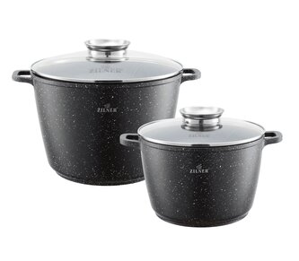 Kvalitní sada 2 vysokých mramorových hrnců 10.2L + 6.2L