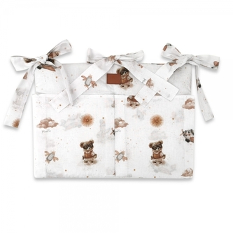 Kapsář na postýlku, bavlna, Méďa pilot - bílá, béžová Kapsář na postýlku, bavlna, Méďa pilot - bílá, béžová