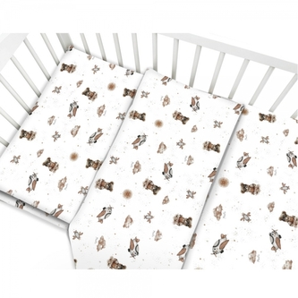 Povlečení do postýlky, bavlna, 2D sada, Méďa pilot - bílá, béžová, 135x100; 135x100