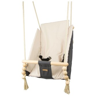 Houpačka pro děti s bezpečnostními pásy grey beige