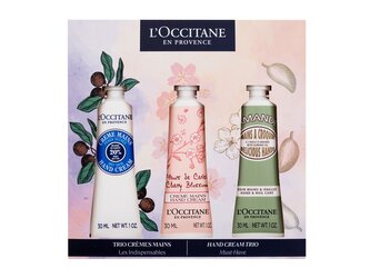 L'Occitane Hand Cream Trio krém na ruce Shea Butter Hand Cream 30 ml + krém na ruce Cherry Blossom Hand Cream 30 ml + krém na ruce Almond (Amande) Delicious Hands 30 ml