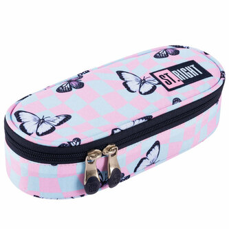 PROMO Piórnik saszetka usztywniona z wewnętrzną klapką PC-01 Chess Butterflies