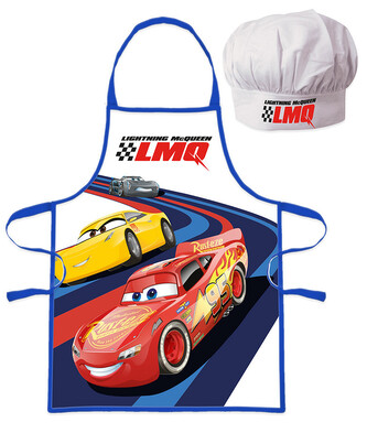 Chlapecká zástěra CARS set s čepicí modrá