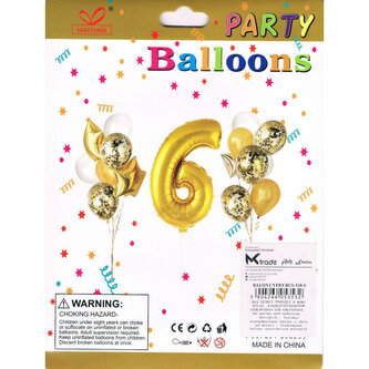 Zestaw balonów, cyfra 6, wys. 30-60cm, 16 szt. BSC-538-6