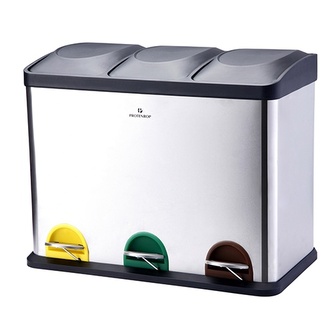 BERGNER Koš odpadkový pedálový na tříděný odpad 45 L nerez PT-9338