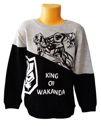 Chlapecká mikina AVENGERS BLACK PANTHER přes hlavu šedočerná, velikost: 104