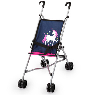 Bayer Wózek dla lalek spacerówka granatowy z jednorożcem 30554AA Bayer Wózek dla lalek spacerówka granatowy z jednorożcem 30554AA