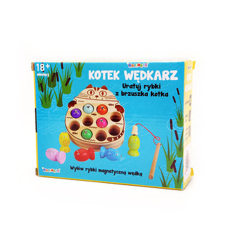 Kotek wędkarz Łowienie rybek gra drewniana