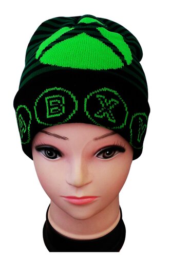 Chlapecká čepice XBOX zimní s proužky černozelená, velikost: 56