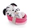 NICI 47891 Maskotka śpiący szczeniak Dalmatyńczyk 12cm w różowym koszyku