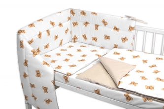 Mantinel s povlečením do postýlky, 3D sada Bavlna, Míša - bílá s potiskem; 120x90 Mantinel s povlečením do postýlky, 3D sada Bavlna, Míša - bílá s potiskem; 120x90