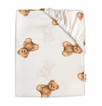 Prostěradlo do postýlky 120x60cm, bavlna, Míša - bílý s potiskem; 120x60