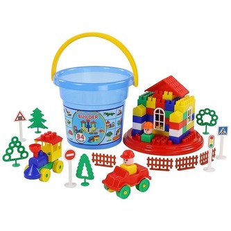 Polesie 37213 Klocki Budowniczy (84 elem. w wiaderku Maxi)