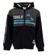 Chlapecká mikina JURSKÝ SVĚT na zip s kapucou šedá, velikost: 128