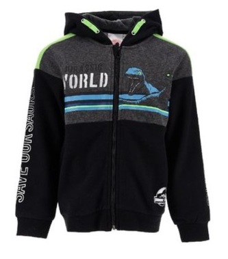 Chlapecká mikina JURSKÝ SVĚT na zip s kapucou šedá, velikost: 128