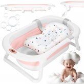 Vanička pro miminko s teploměrem + podložka skládací 40L SPRINGOS LILOO růžová