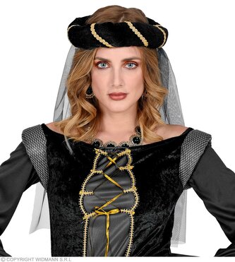 Widmann Černá středověká čelenka se závojem