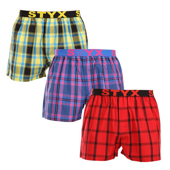 3PACK pánské trenky Styx sportovní guma vícebarevné (3B103133) XXL