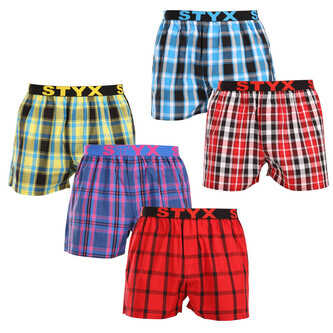 5PACK pánské trenky Styx sportovní guma vícebarevné (5B103135) L