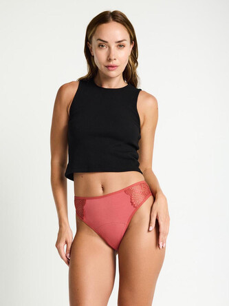 Menstruační kalhotky Modibodi Sensual French Hi-Waist Moderate-Heavy Rosewood Pink (MODI4043RP) 3XL