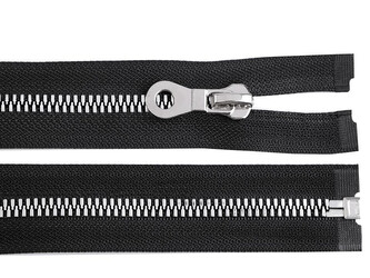 Kostěný zip, imitace kovu No 8 délka 80 cm bundový - 1 ks - 322 černá