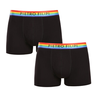 2PACK pánské boxerky Pietro Filipi černé rainbow (2PBG1) 4XL