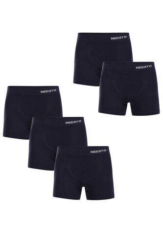5PACK pánské boxerky Nedeto bezešvé bambusové modré (5NDTB002S) L