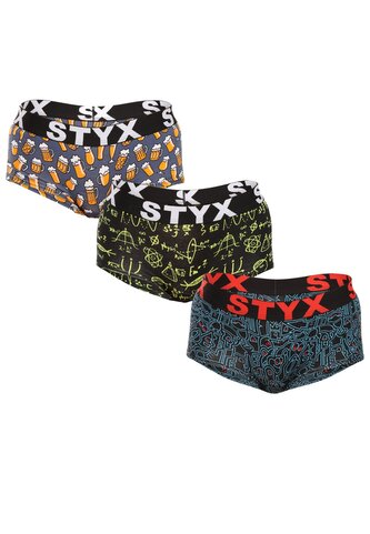 3PACK dámské kalhotky Styx art s nohavičkou vícebarevné (3IN12672) M