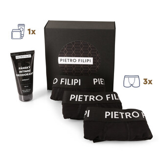 Pánská dárková sada 3PACK boxerky a deodorant na intimní partie Pietro Filipi (4PAD1)  M