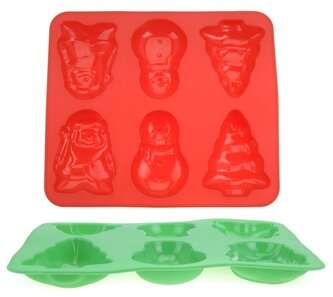 Forma vánoční silikon 6 ks/stromeček, sněhulák, mikuláš/