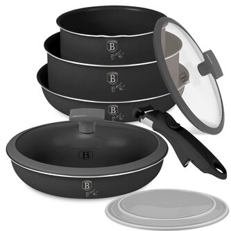 BERLINGERHAUS Sada nádobí s titanovým povrchem 9 ks Anthracite Collection BH-8256