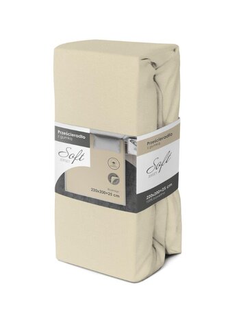 PRZEŚCIERADŁO SOFT 220X200+25 JERSEY GUMKA KREMOWY BAW.