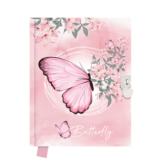 Památník JUNIOR 14x18 cm, 80 list. čistý se zámkem - Butterfly