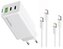 COLORWAY 2x USB-C, 1x USB-A/ síťová nabíječka/ GaN/ PD/ PPS/ 65W/ Včetně 2x kabelů, USB-C-USB-C, USB-C-Lightning/ Bílá