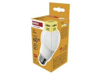 LED žárovka EMOS ZL5F47 Basic A60 / E27 / 8,8 W (60 W) / 806 lm / teplá bílá