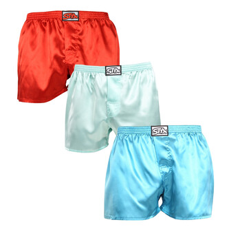 3PACK pánské trenky Styx klasická guma saténové vícebarevné (3C06372) XL
