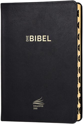 Schlachter 2000 Bibel - Standardausgabe (Kalbsleder, flexibler Einband, schwarz, Goldschnitt, mit Griffregister)