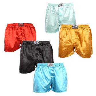 5PACK pánské trenky Styx klasická guma saténové vícebarevné (5C0635072) XXL