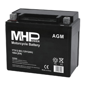 Baterie motocyklová 12V / 12Ah MHPower YTX12-BS