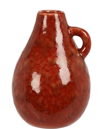 Kameninová váza s uchem červená