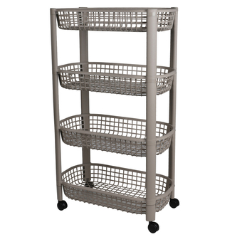 DOCHTMANN Úložný vozík pojízdný, 4 police, hnědý, 46,5x26x78,8cm