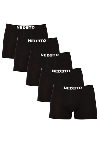 5PACK pánské boxerky Nedeto černé (5NDTB001-brand) 5XL