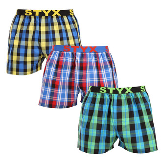 3PACK pánské trenky Styx sportovní guma vícebarevné (3B103739) M