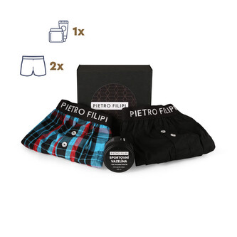 Pánská dárková sada 2PACK trenky a vazelína na intimní partie Pietro Filipi (3PGZ1) L