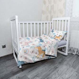Dětské povlečení do postýlky Duhoví jednorožci: 120x90 / 40x60