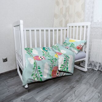 Dětské povlečení do postýlky Sovičky: 130x90 / 40x60