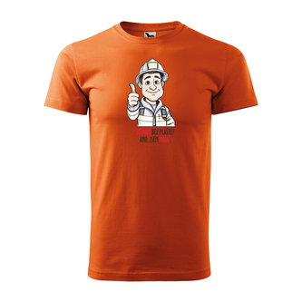 Tričko s potiskem pro hasiče Hrdina bez pláště? Ano, jsem hasič: oranžové 4XL